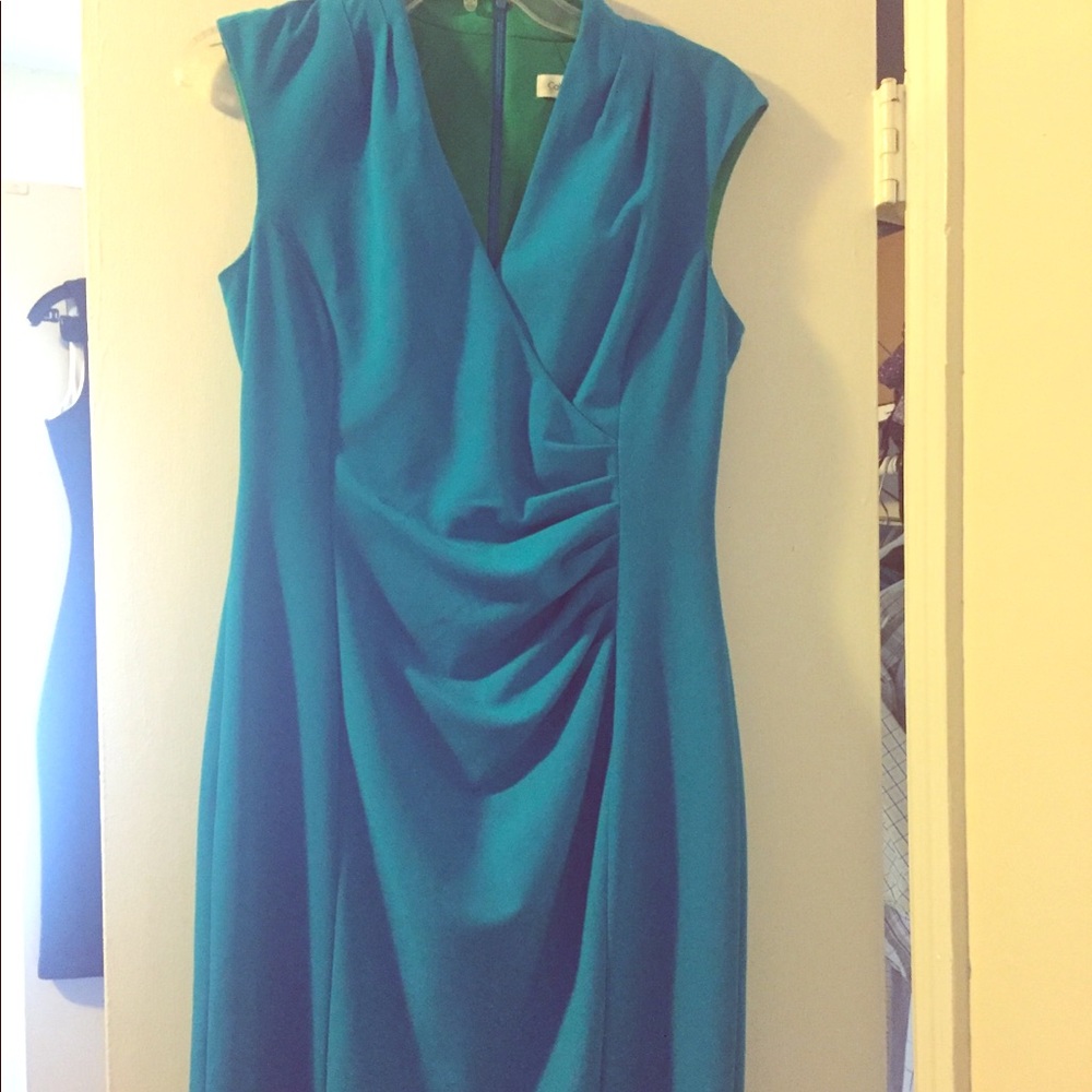 Calvin Klein turquoise sleeveless dress